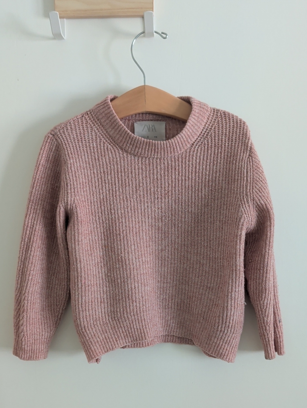 ZARA Dusty Rose Ribbed Crewneck Sweater